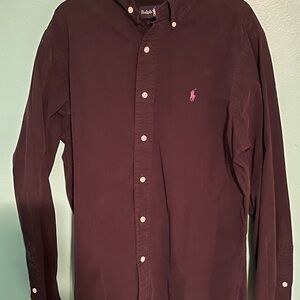 Ralph Lauren Men's Navy Blue Button Down Shirt. Adult SMALL